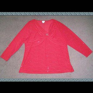 New 3x Jaclyn Smith Red top with Sequin details